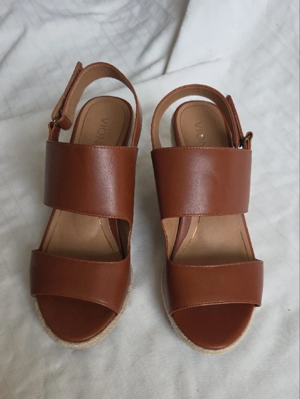 Vionic Brown Espadrille Wedge Sandals Sz 10